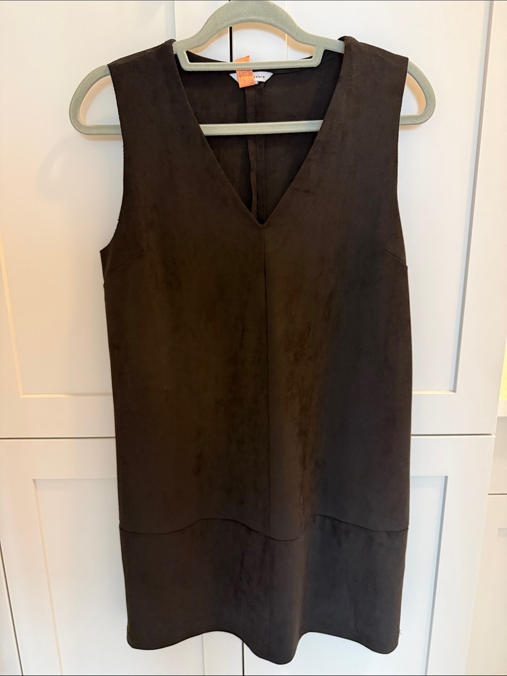 Naked Zebra Black Faux Suede V-Neck Dress
